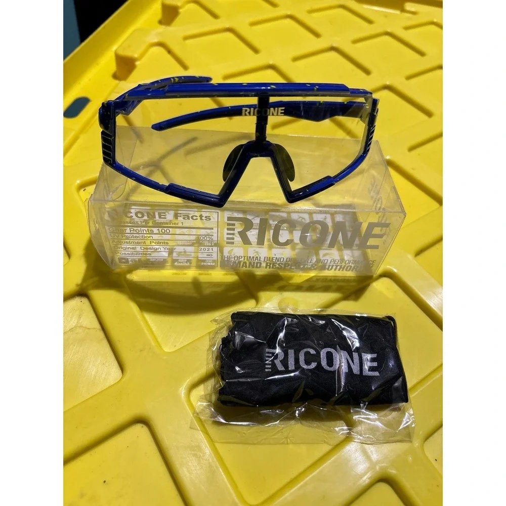NEW Ricone Adult‎ Photochromic Cycling Motorcycle Glasses Goggles, Black/Blue